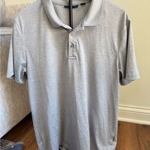 Perry Ellis Light Gray Polo golf Shirt men's large preppy